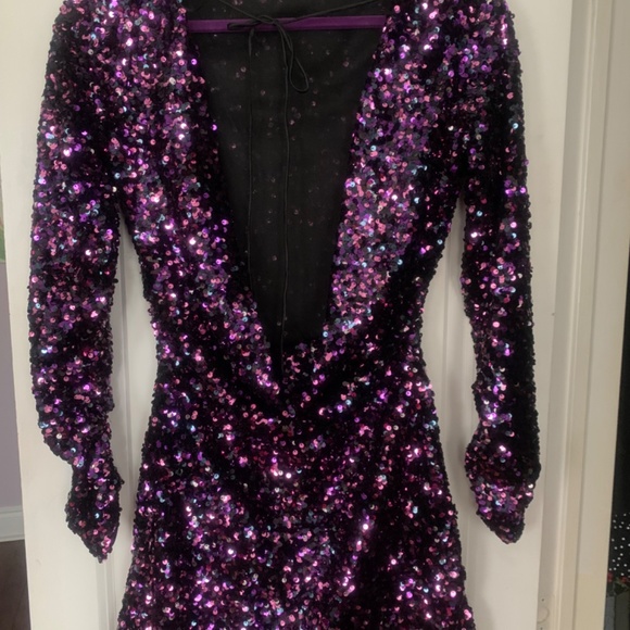 Zara NWT sequin mini dress- Violet - Picture 5 of 8
